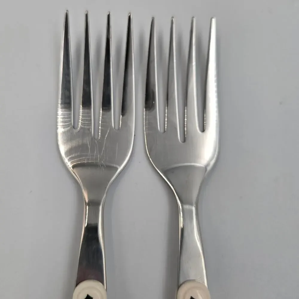 Two Pfaltzgraff Snow Village Stainless Steel Salad Fork Replacements